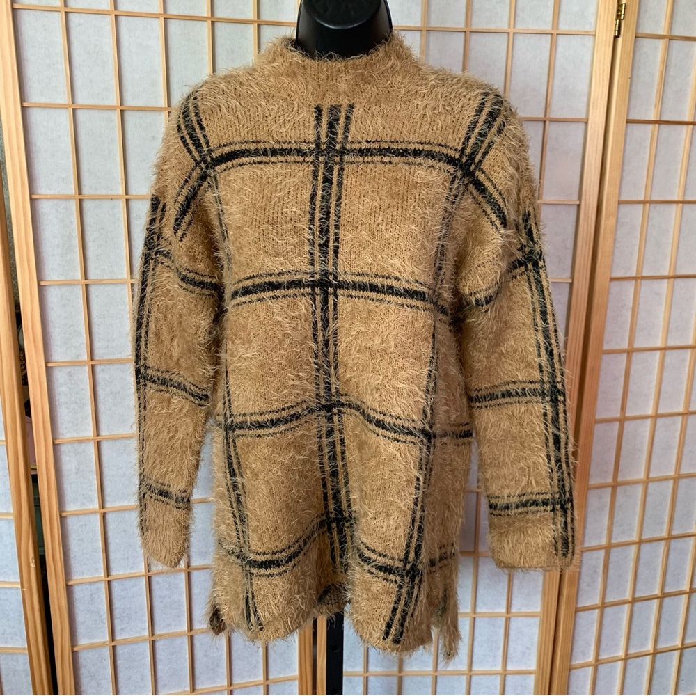 Forever 21 Soft Furry Plaid Check Sweater NWOT